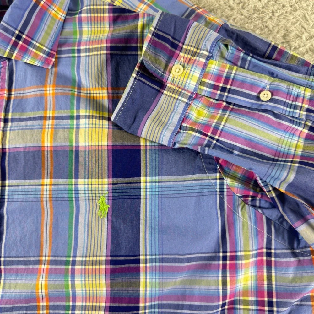 Polo Ralph Lauren Mens XL Plaid Button‎ Down Shirt Multi Color Cotton Pony Logo
